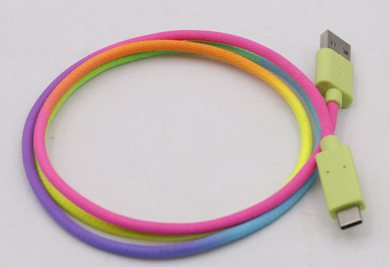 480 Mbps Usb Cable Usb 2.0 To Type C Cable Rainbow Colorful Jacket